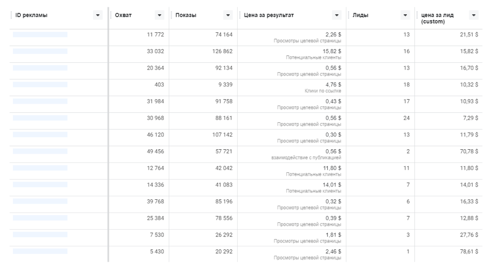 Результаты таргетинга на продажу франшизы